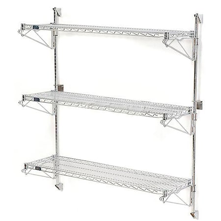 Nexel Poly-Green Wall Mount Wire Shelving, 42W x 14D x 54H 3-Shelf Starter B1137140GZ